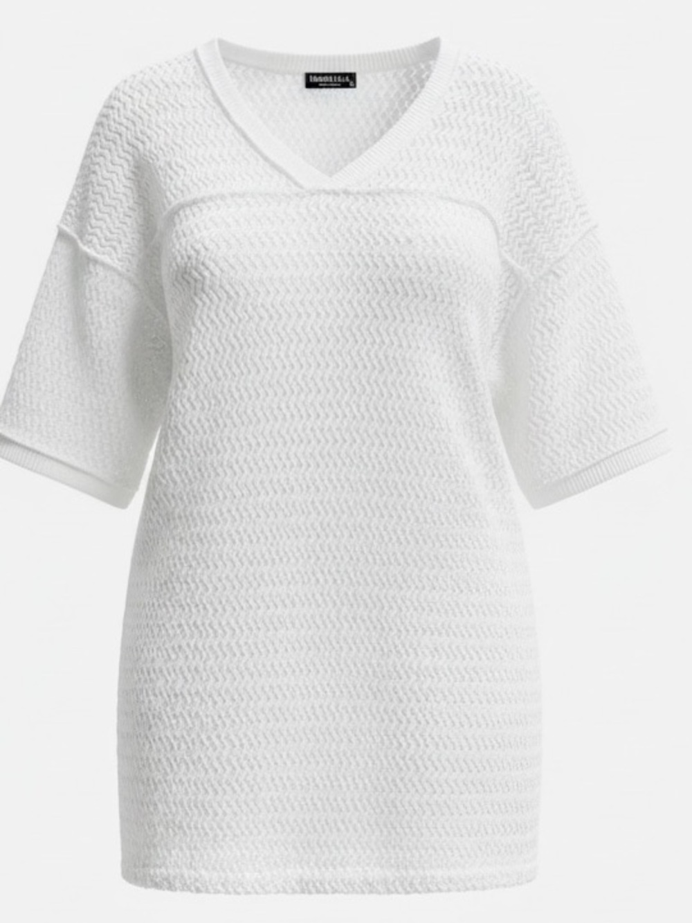 HEIMISH USA White Textured V-Neck Short-Sleeve Sweatshirt